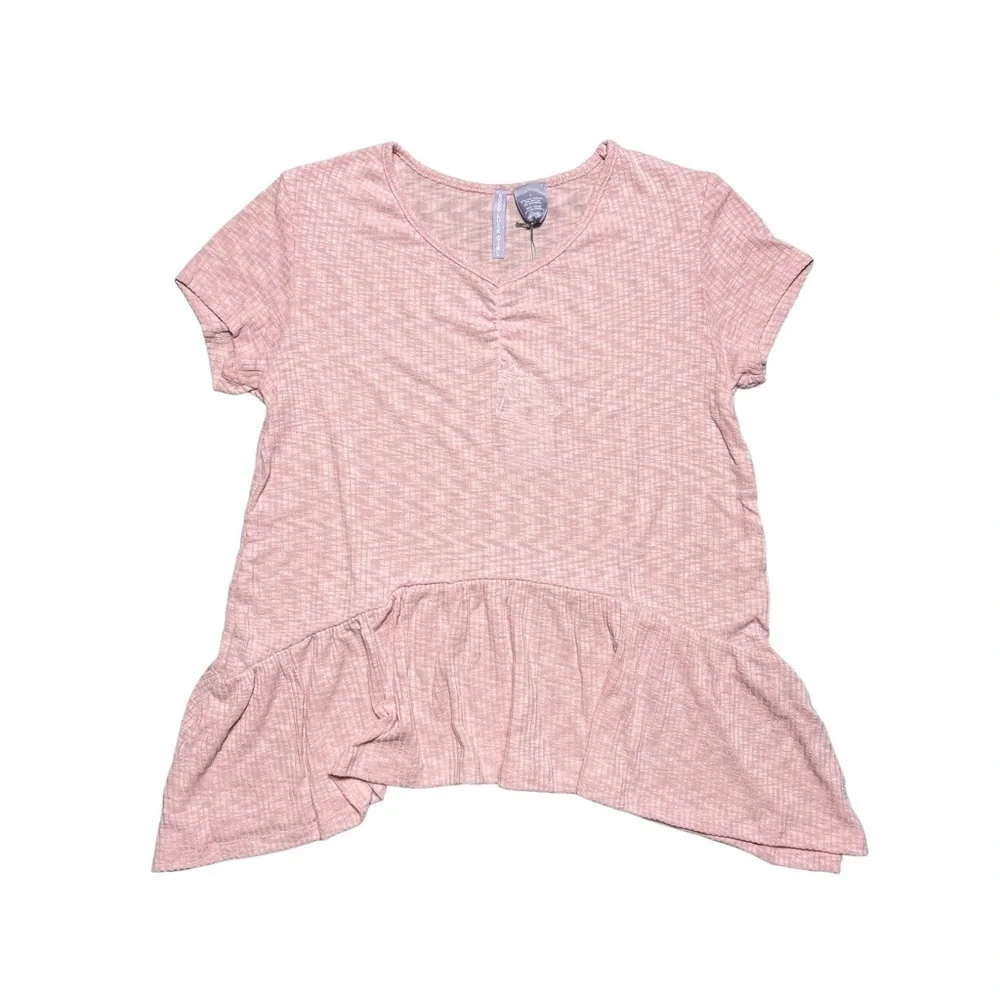 Good Luck Girl Vintage Pink Cinched Waterfall Tee L